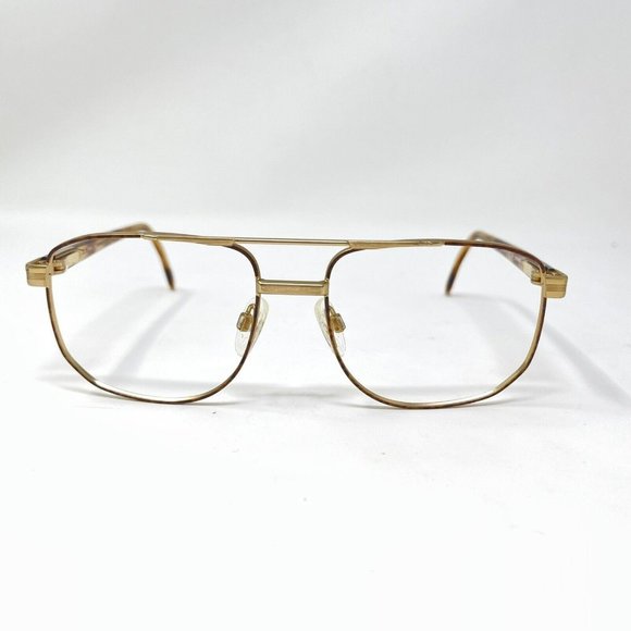 Vintage Luxottica Aviator Eyeglasses frame JED 56 [] 17 135Gold/Tortoise